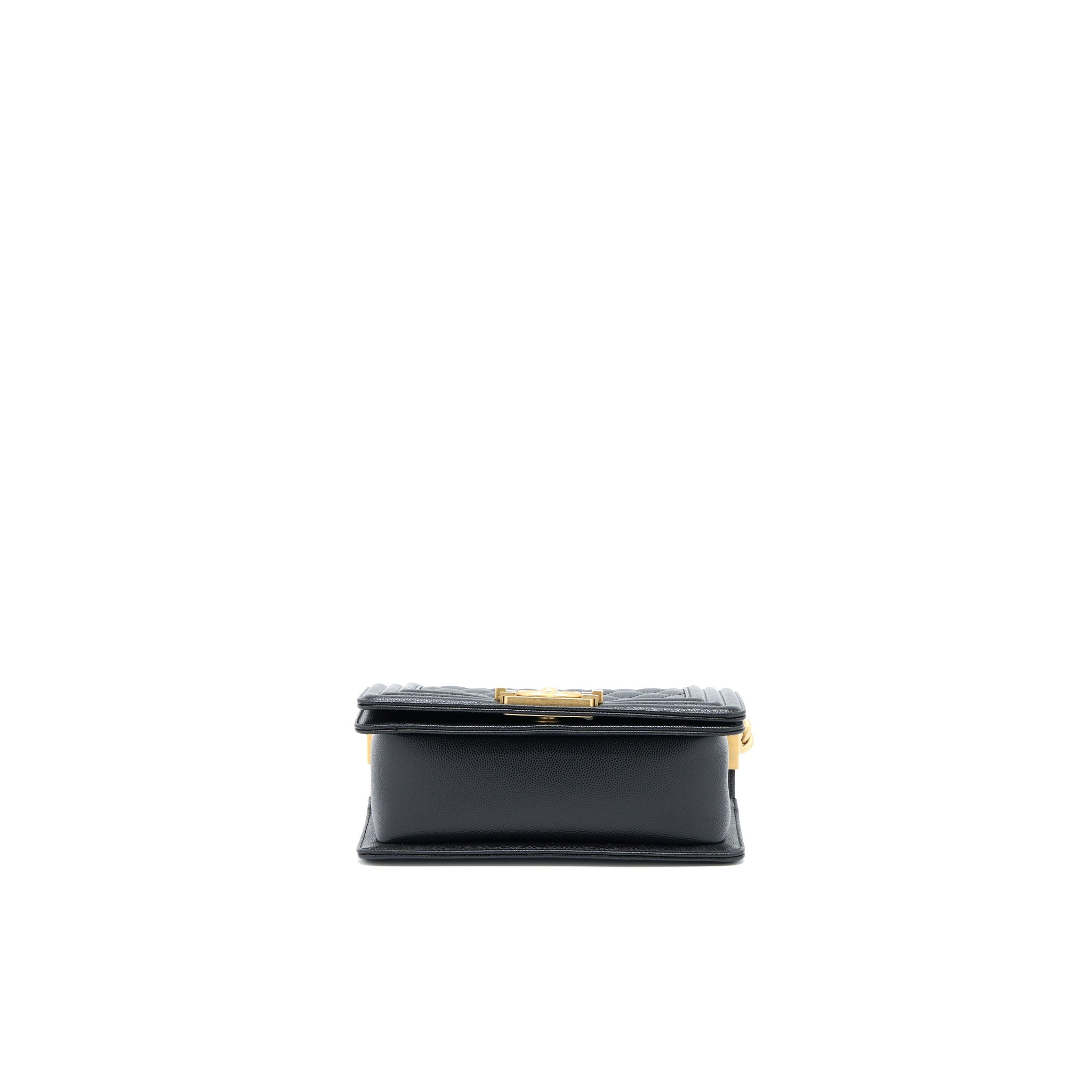 Chanel Small Boy Bag Caviar Black Brushed  (Microchip)