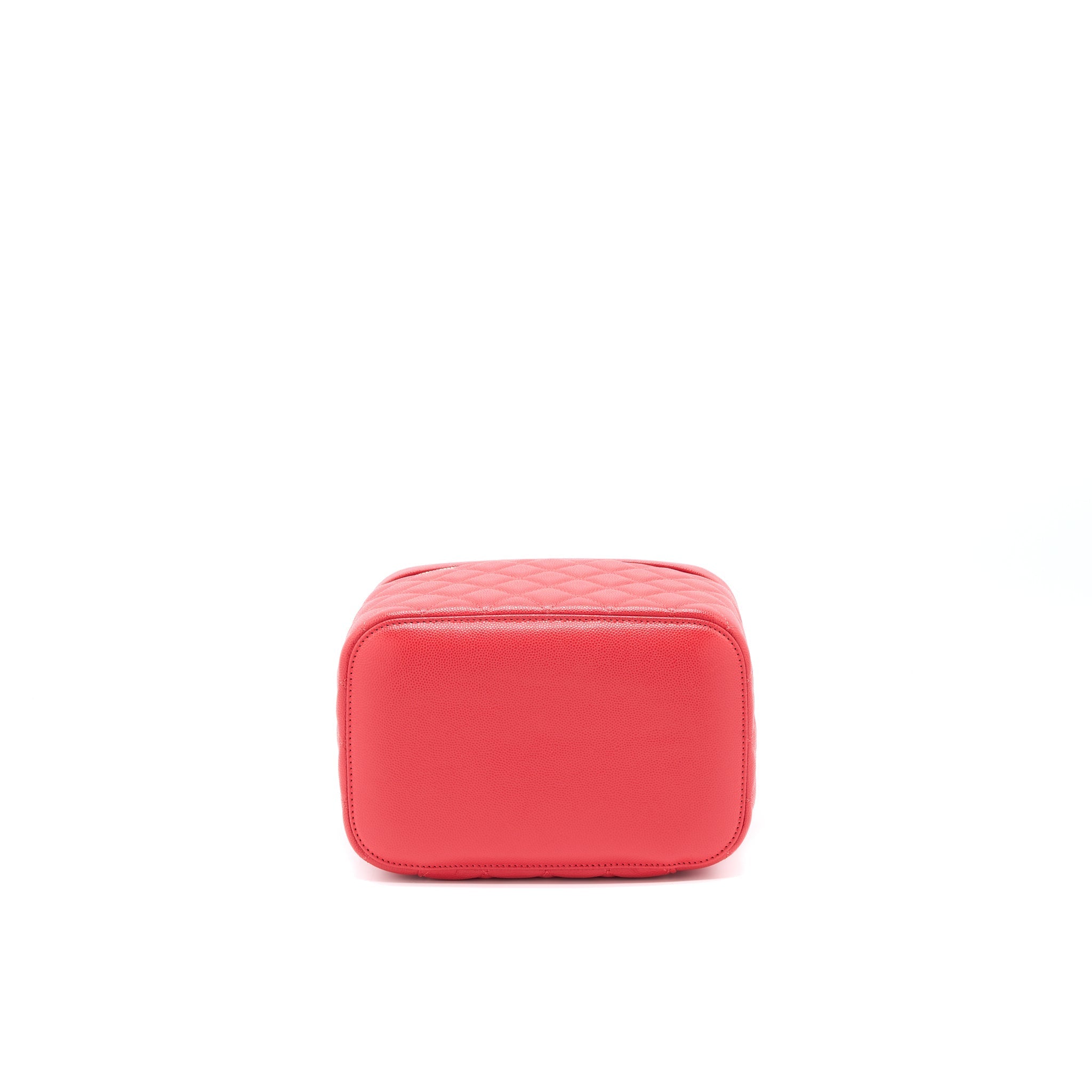 Chanel Top Handle Vanity Case Caviar Red L