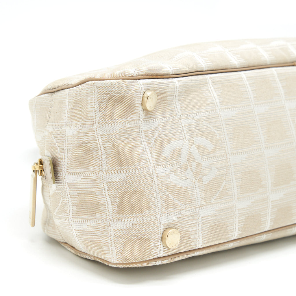 Chanel Vintage Travel Line Bowler Bag Canvas And Leather L