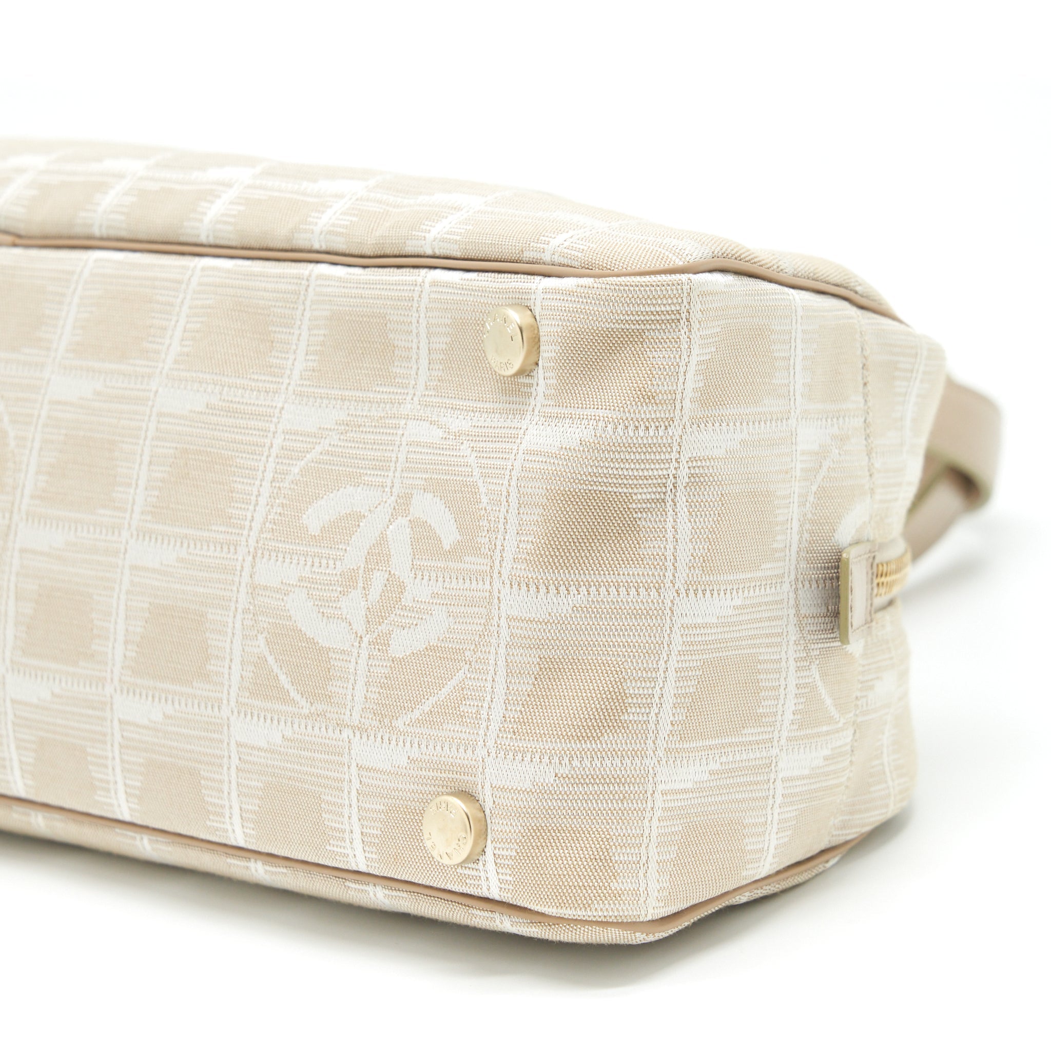 Chanel Vintage Travel Line Bowler Bag Canvas And Leather L