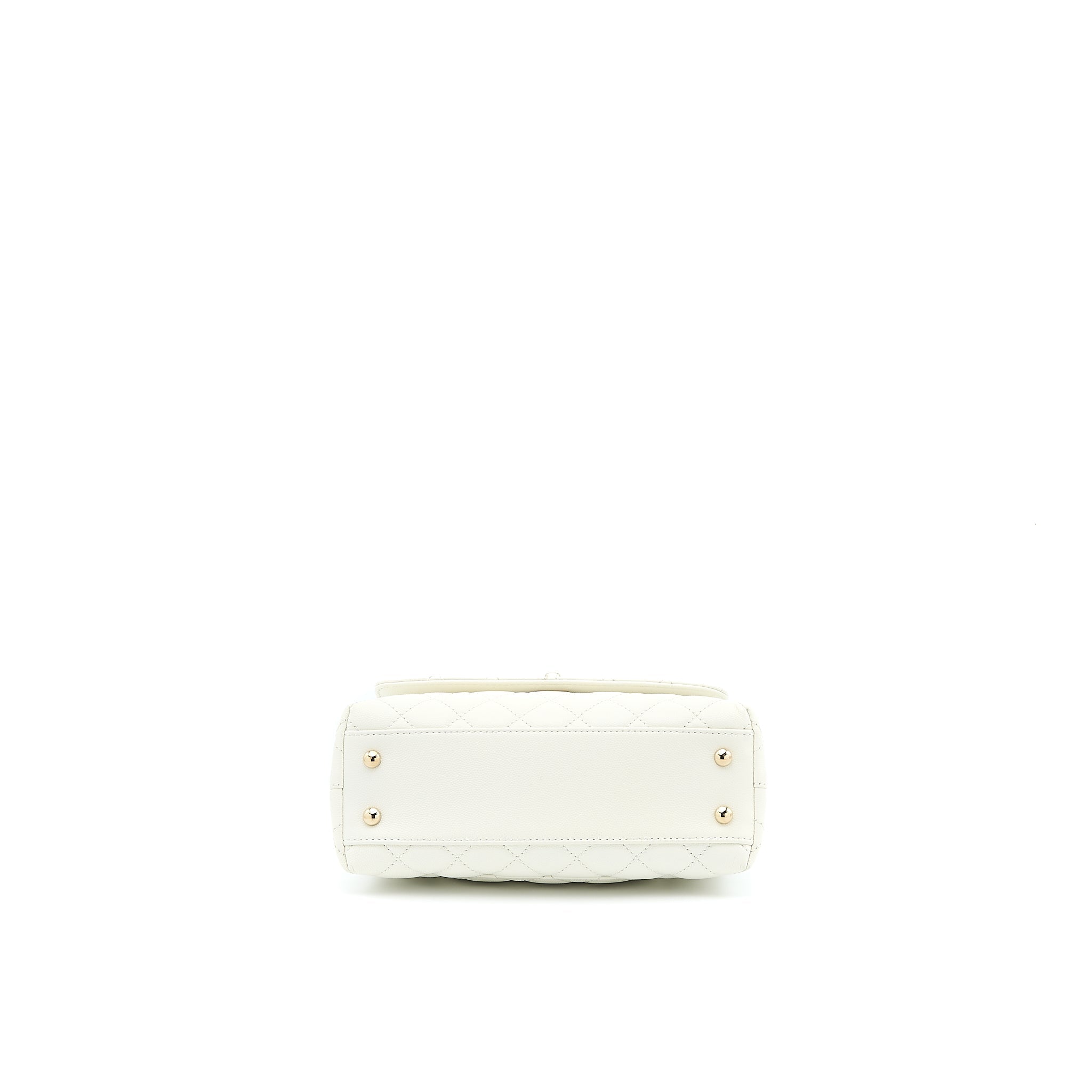 Chanel Small Coco Handle Caviar White L (Microchip)