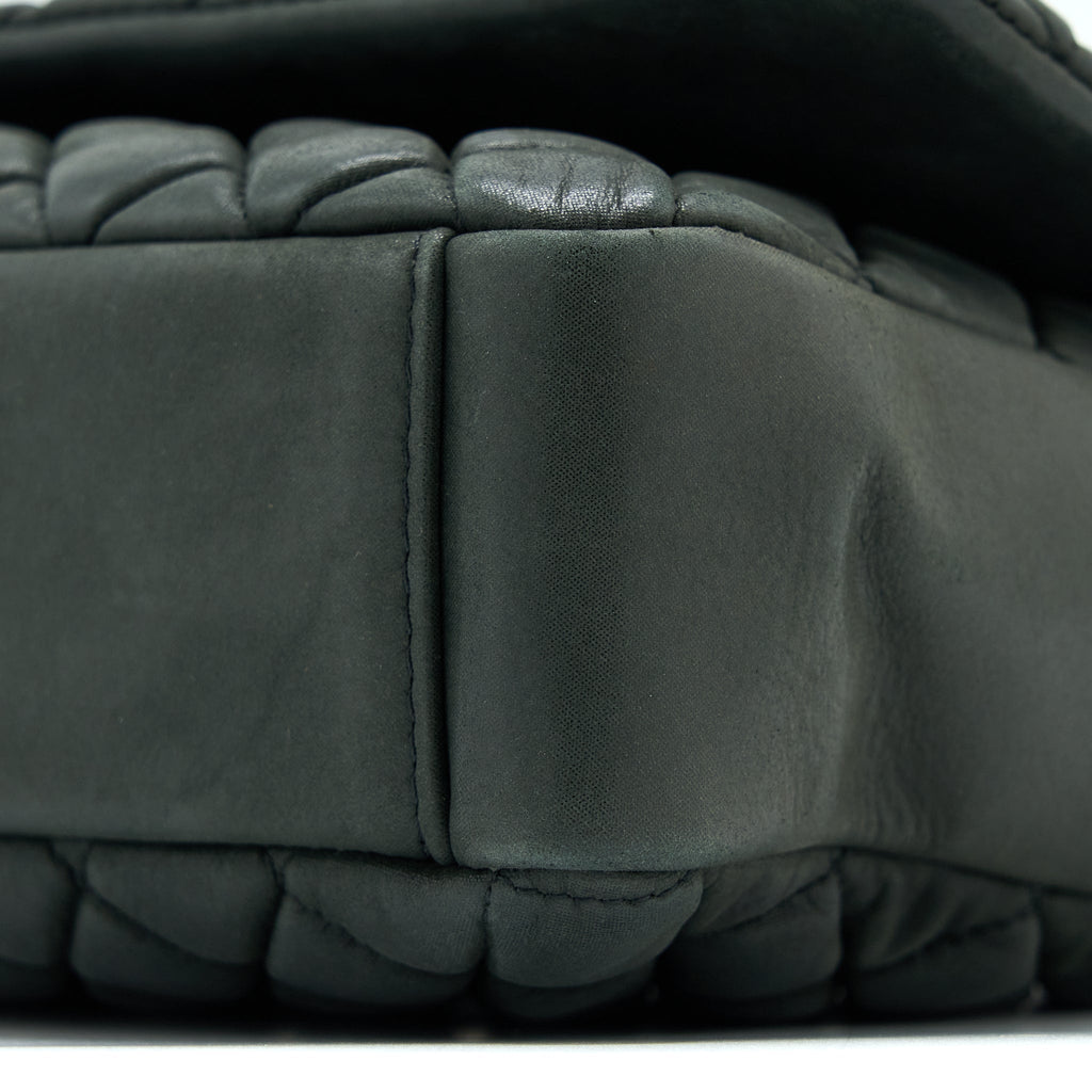 Chanel Quilted Flap Bag Iridescent Calfskin Dark Green Ruthenium