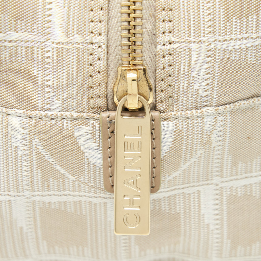 Chanel Vintage Travel Line Bowler Bag Canvas And Leather L