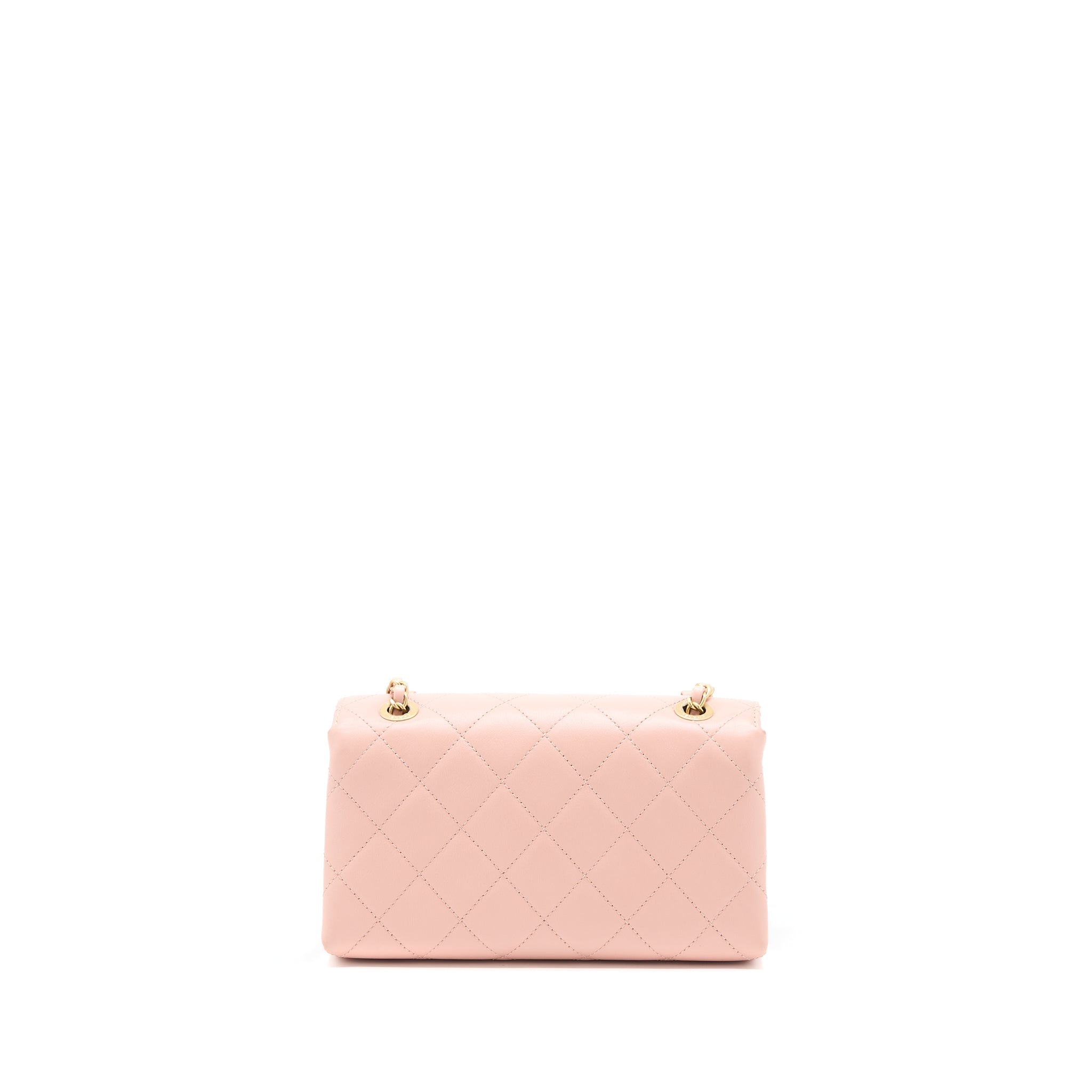 Chanel Front Logo Flap Bag Calfskin Pink Brushed
