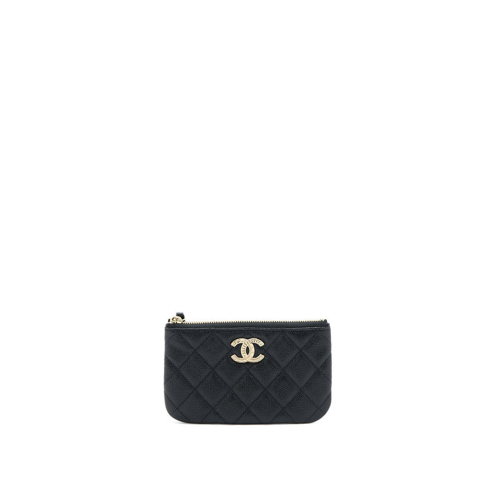 Chanel Zippy Small Pouch Detailed Logo Caviar Black L