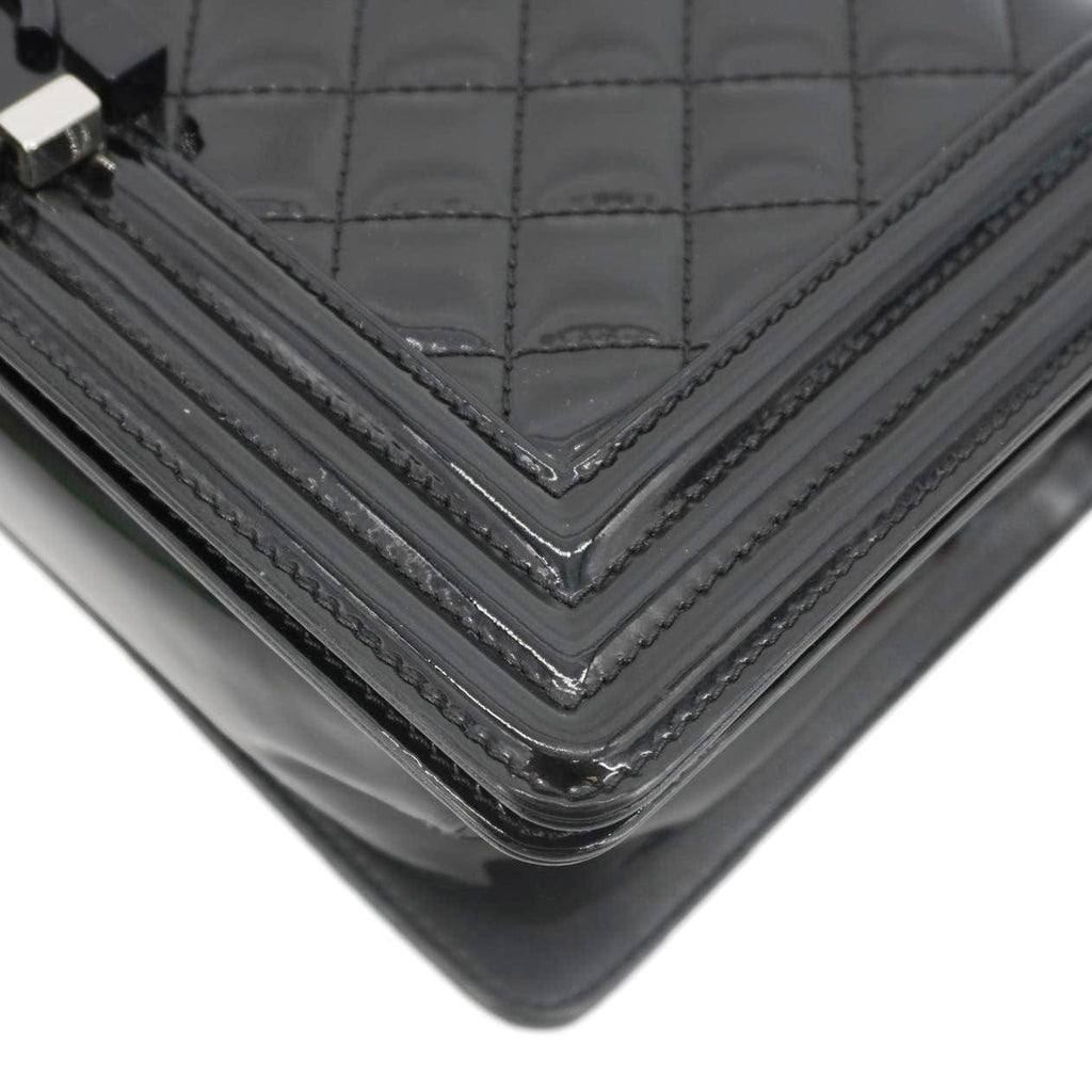 CHANEL Boy Flap Medium Plexiglass Patent Leather Crossbody Bag Black