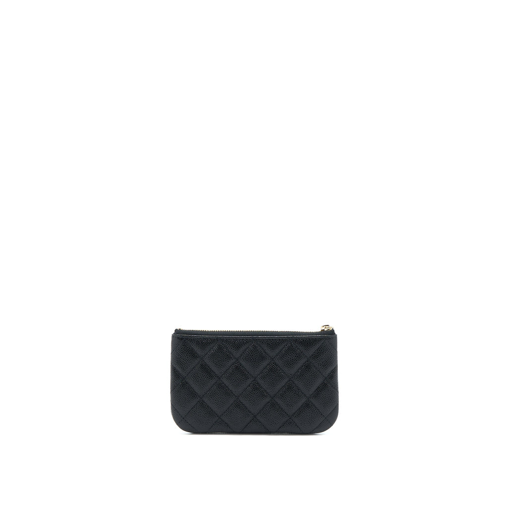 Chanel Zippy Small Pouch Detailed Logo Caviar Black L