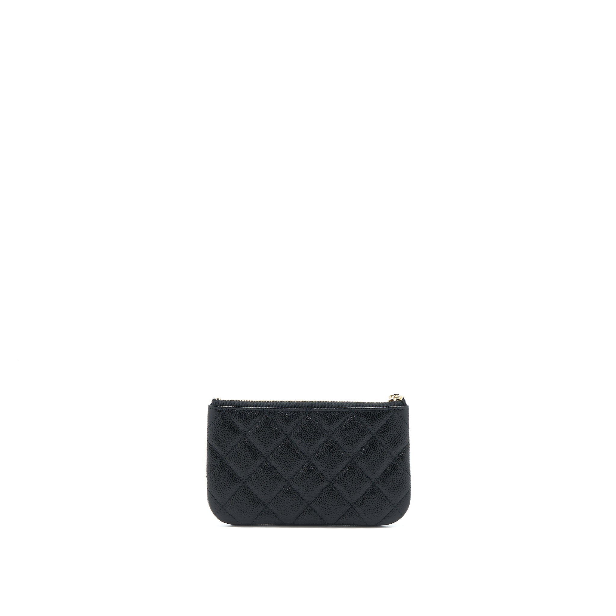 Chanel Zippy Small Pouch Detailed Logo Caviar Black L
