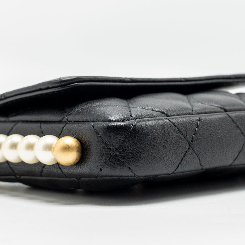 Chanel Mini Flap Purse with Pearl Chain Calfskin