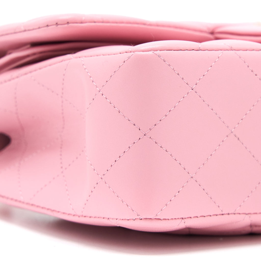 Chanel Small Classic Flap Bag Lambskin Pink L (Microchip)