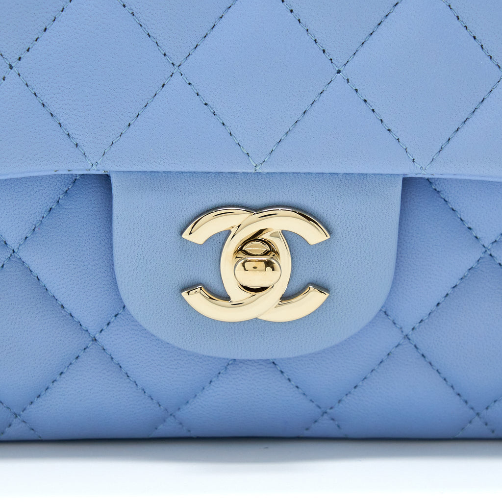 Chanel Classic Flap Bag Lambskin NA104 Light Blue L