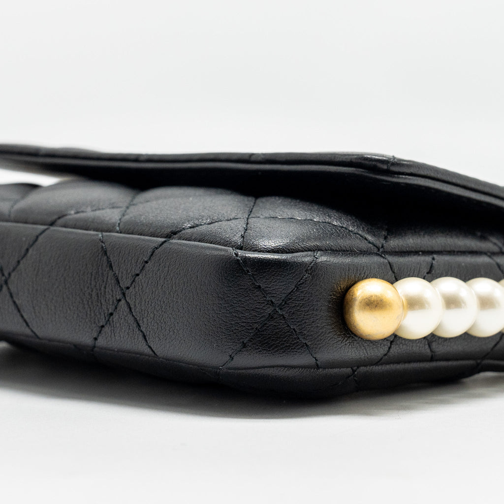 Chanel Mini Flap Purse with Pearl Chain Calfskin