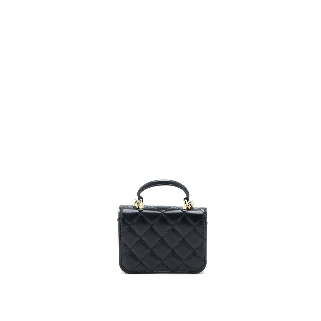 Chanel Mini Top Handle Flap Bag Lambskin Black L