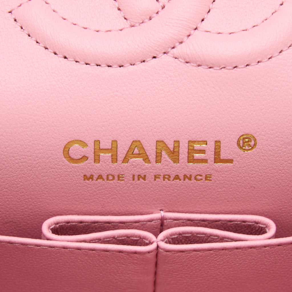 Chanel Small Classic Flap Bag Lambskin Pink L (Microchip)