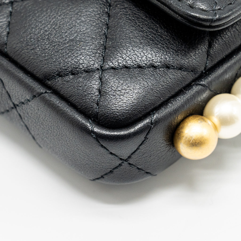 Chanel Mini Flap Purse with Pearl Chain Calfskin