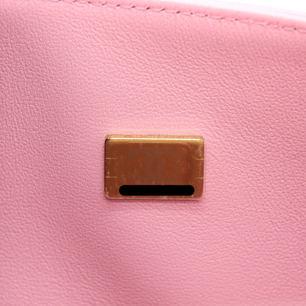 Chanel Small Classic Flap Bag Lambskin Pink L (Microchip)