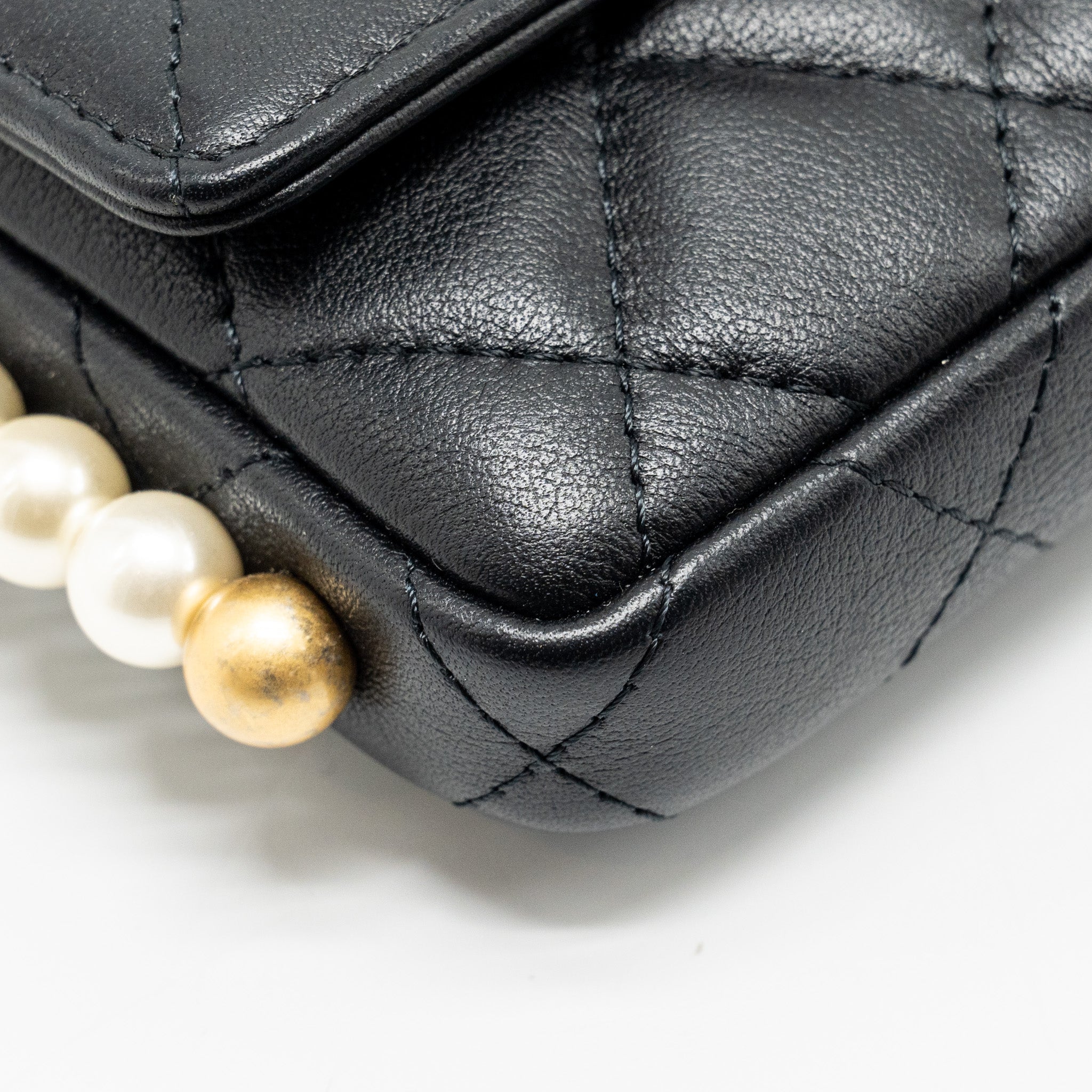 Chanel Mini Flap Purse with Pearl Chain Calfskin