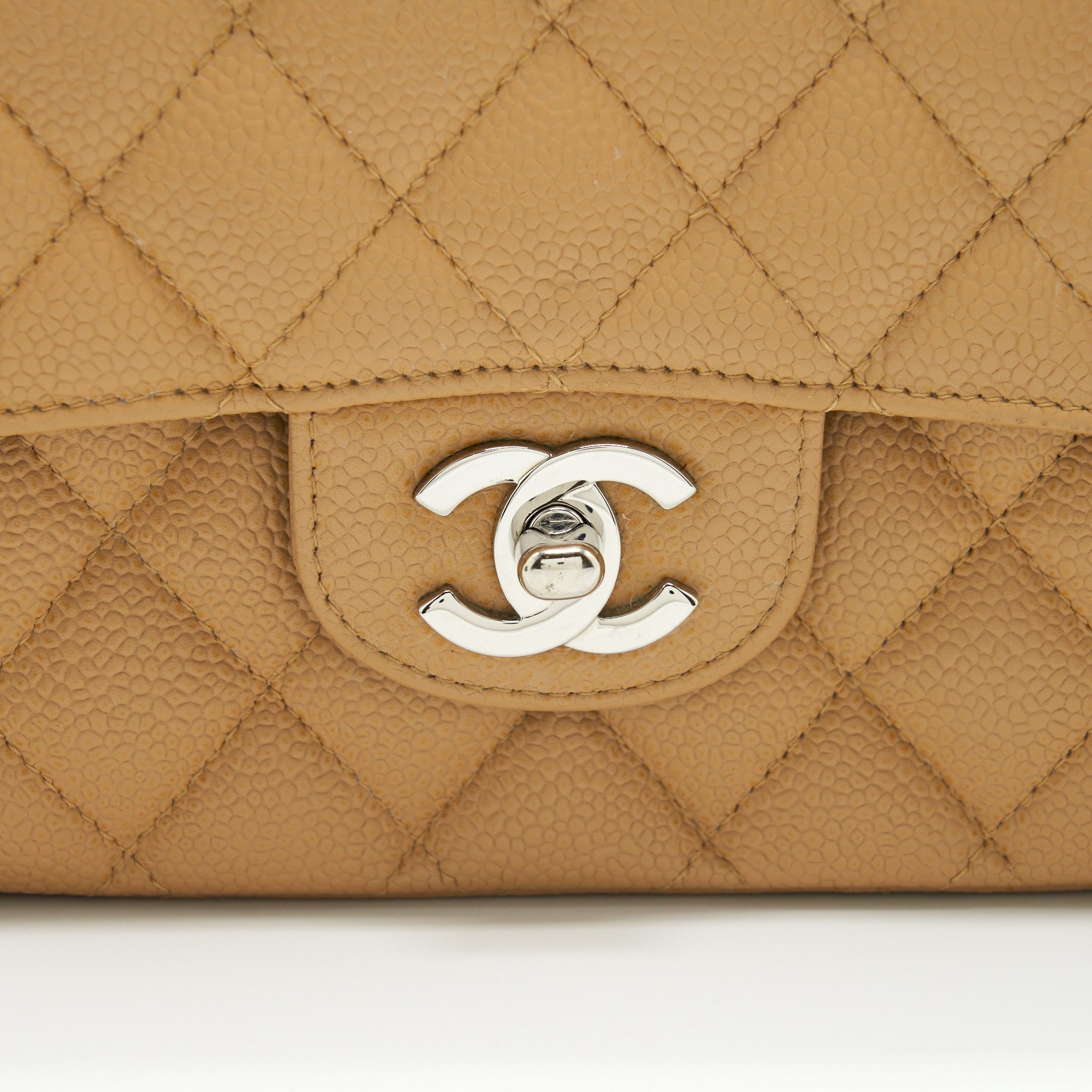 Chanel Medium Classic Double Flap Bag Caviar Dark Beige