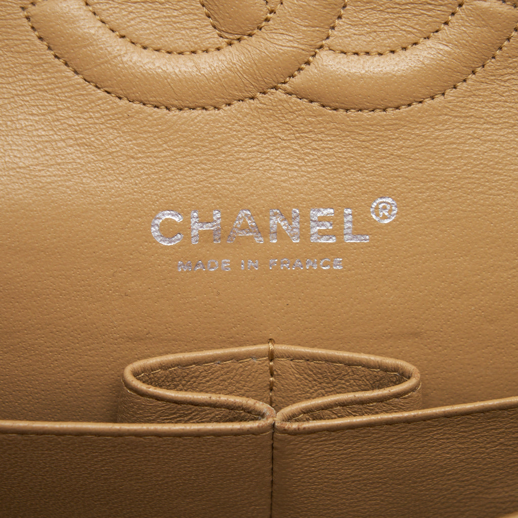 Chanel Medium Classic Double Flap Bag Caviar Dark Beige