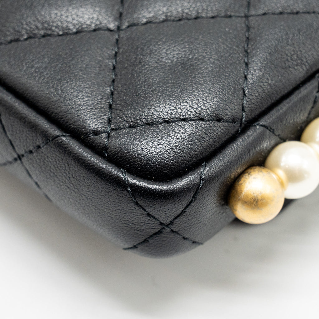 Chanel Mini Flap Purse with Pearl Chain Calfskin