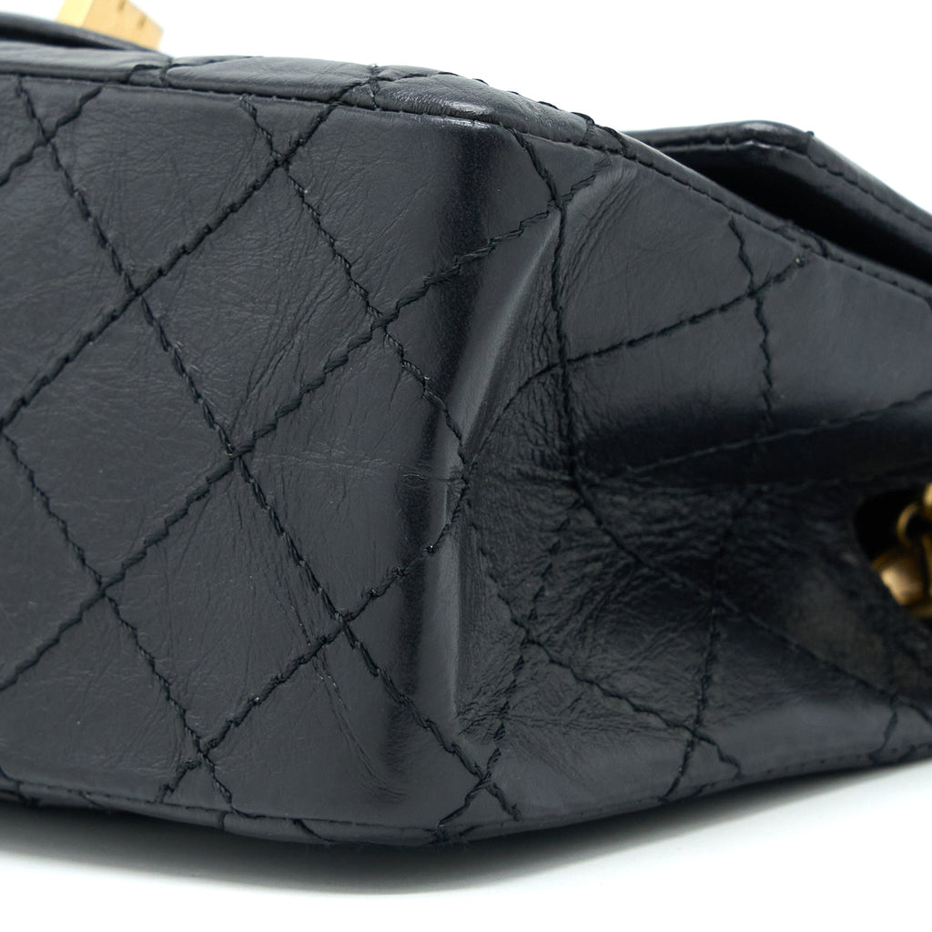 Chanel Mini 2.55 Reissue Flap Bag Aged Calfskin Black Brushed  (Microchip)