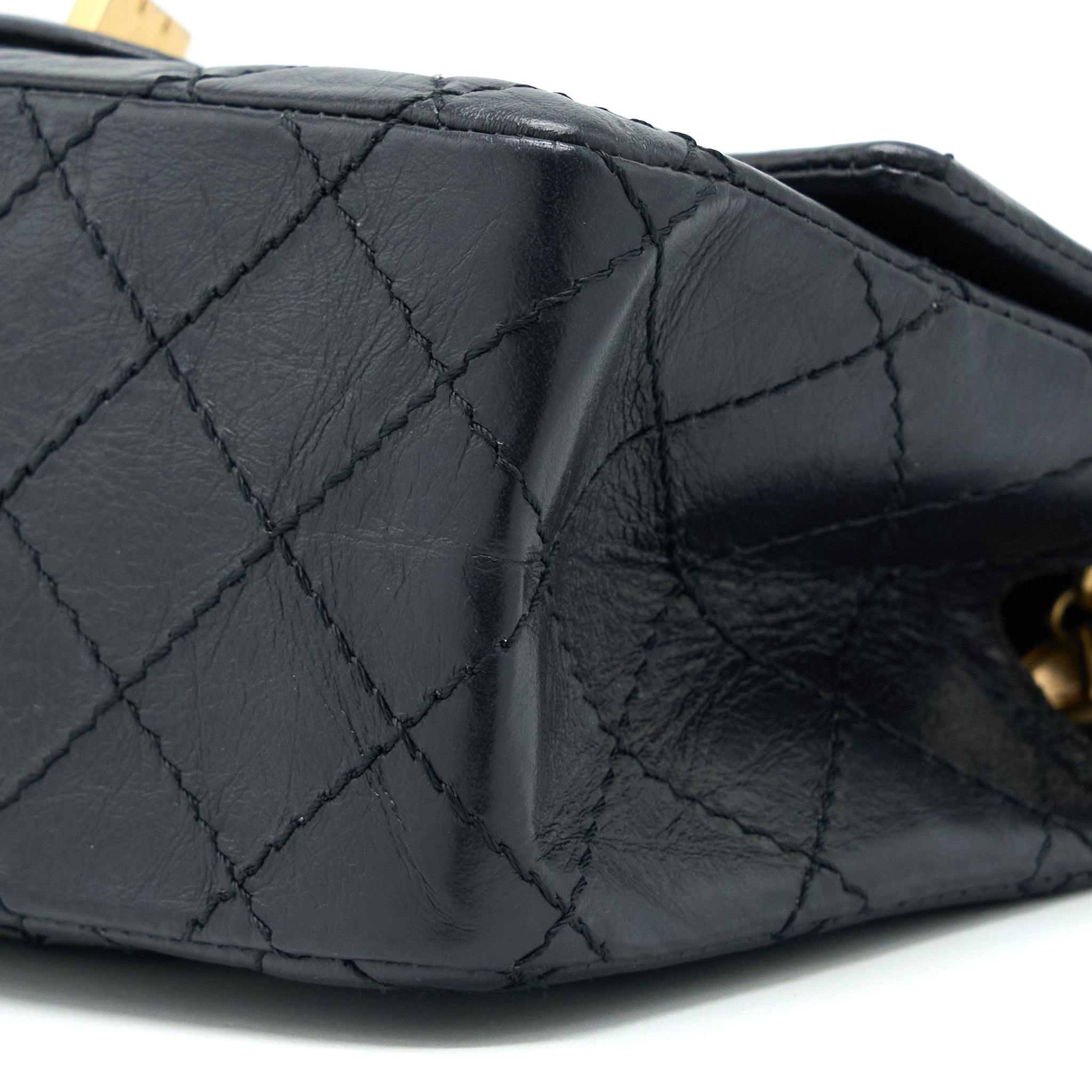 Chanel Mini 2.55 Reissue Flap Bag Aged Calfskin Black Brushed  (Microchip)