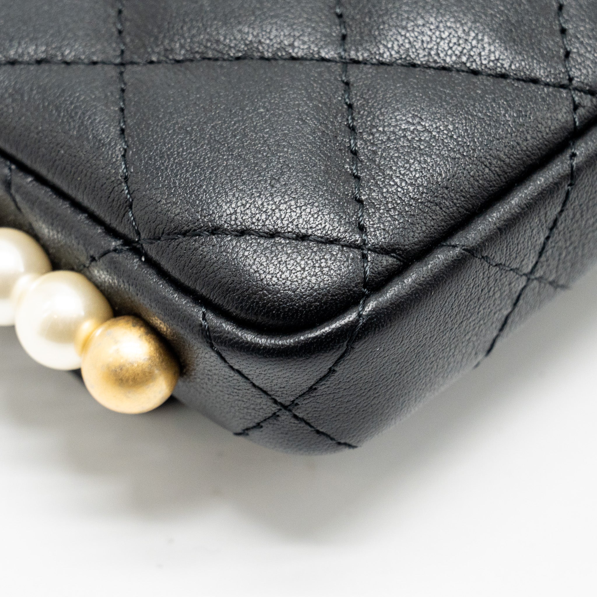 Chanel Mini Flap Purse with Pearl Chain Calfskin