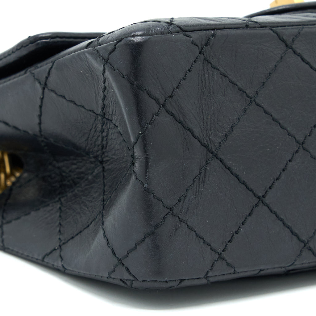 Chanel Mini 2.55 Reissue Flap Bag Aged Calfskin Black Brushed  (Microchip)