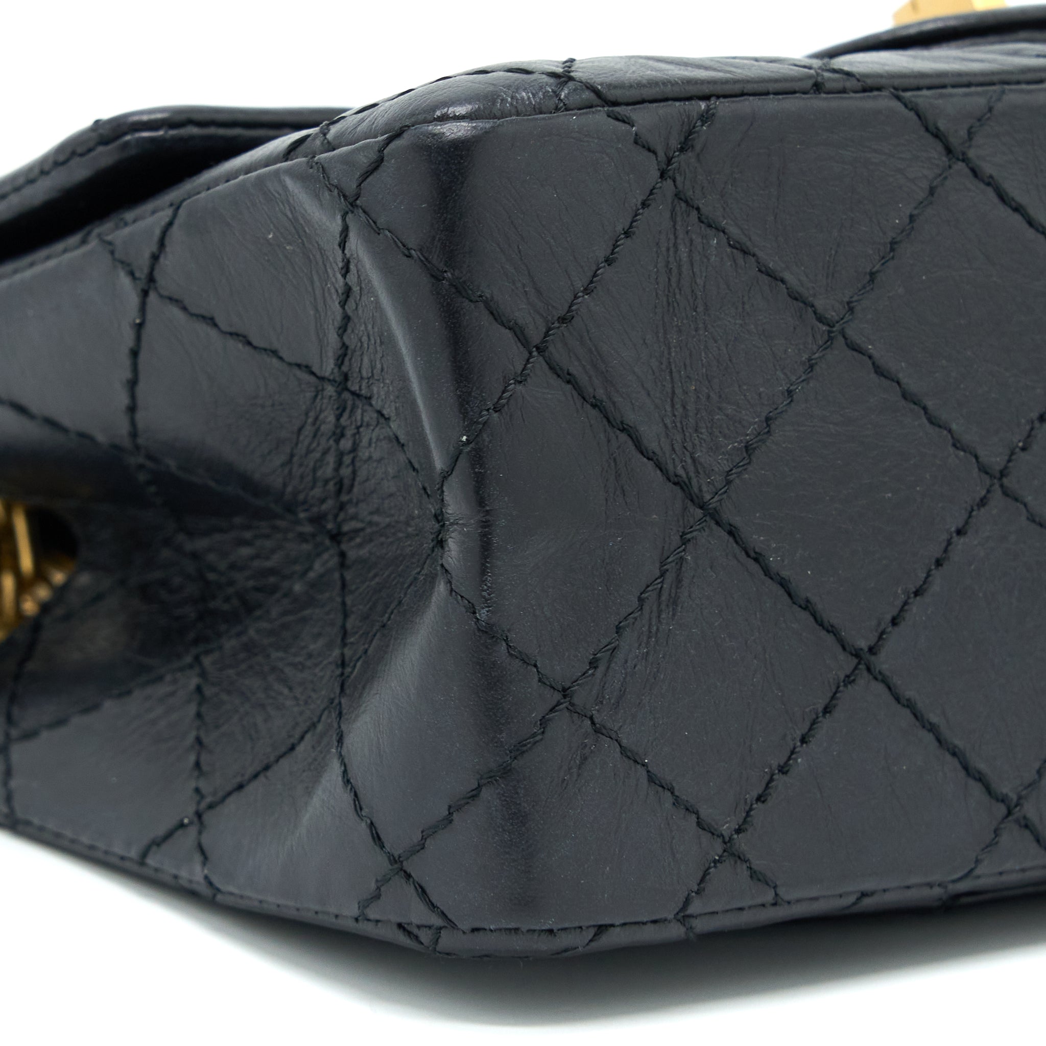 Chanel Mini 2.55 Reissue Flap Bag Aged Calfskin Black Brushed  (Microchip)