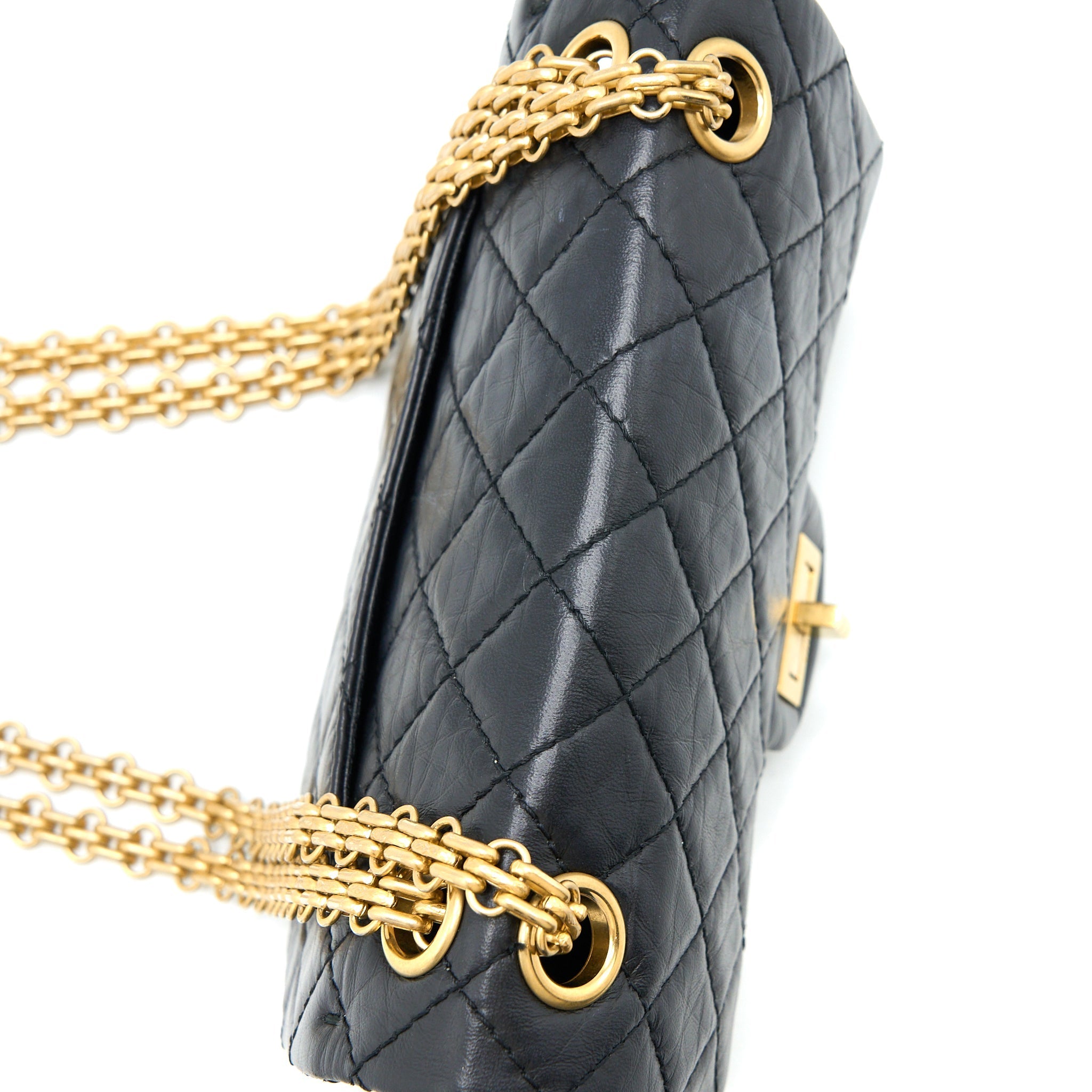 Chanel Mini 2.55 Reissue Flap Bag Aged Calfskin Black Brushed  (Microchip)