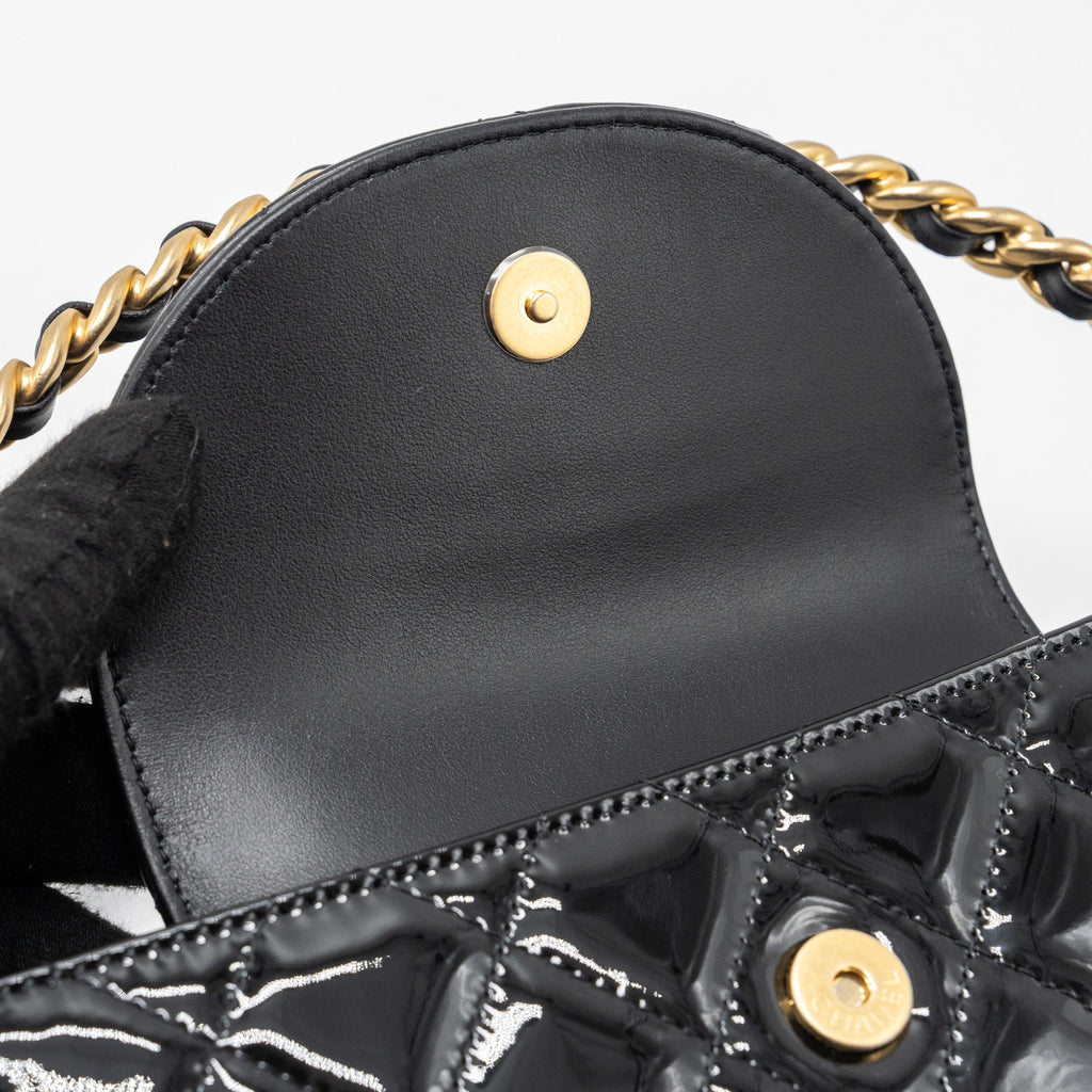 Chanel 23K hoop bag patent black  (microchip)