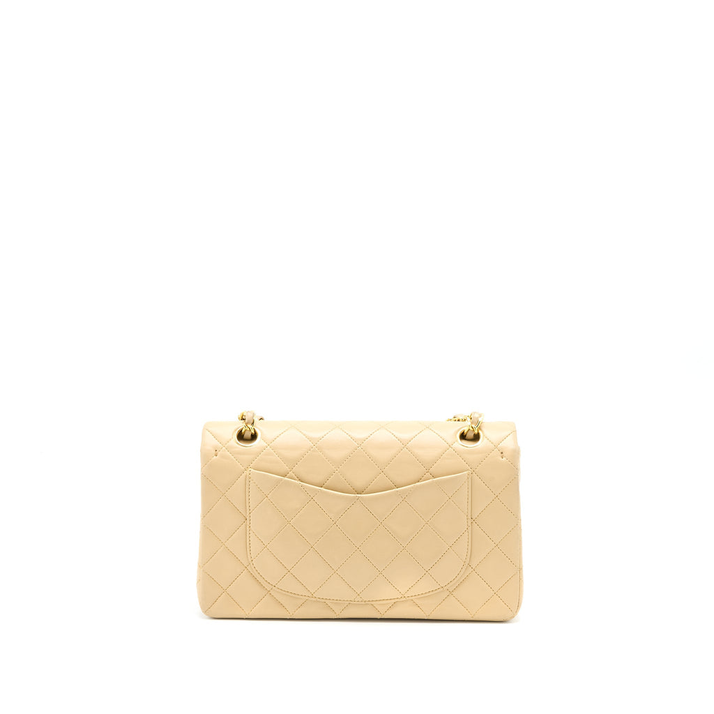 Chanel Vintage Small Classic Double Flap Bag Lambskin Beige