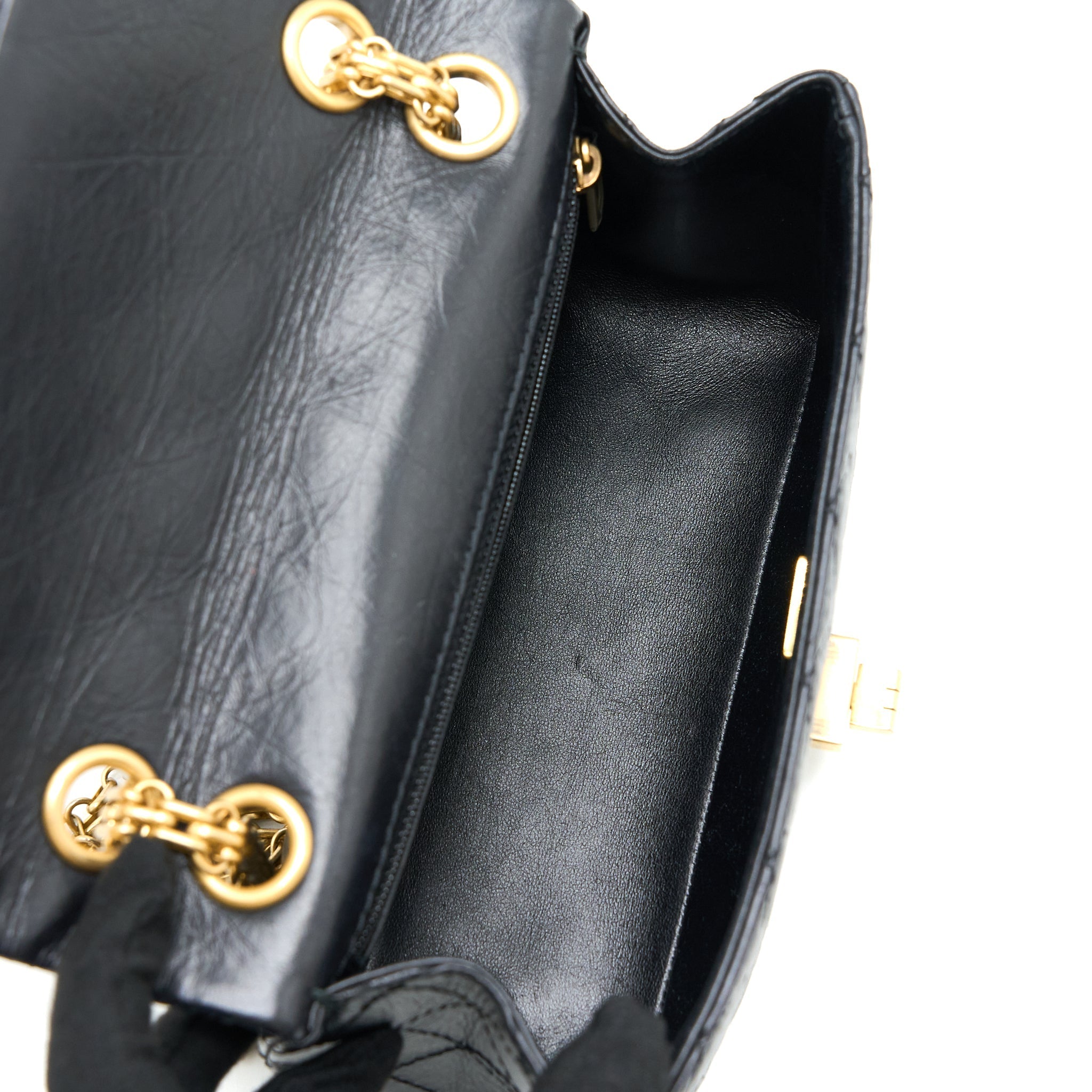 Chanel Mini 2.55 Reissue Flap Bag Aged Calfskin Black Brushed  (Microchip)