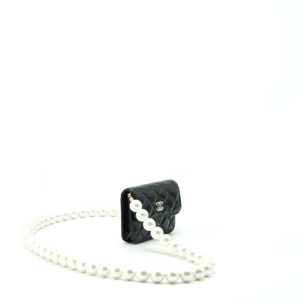 Chanel Giant Pearl Chain Mini Bag Lambskin Black L