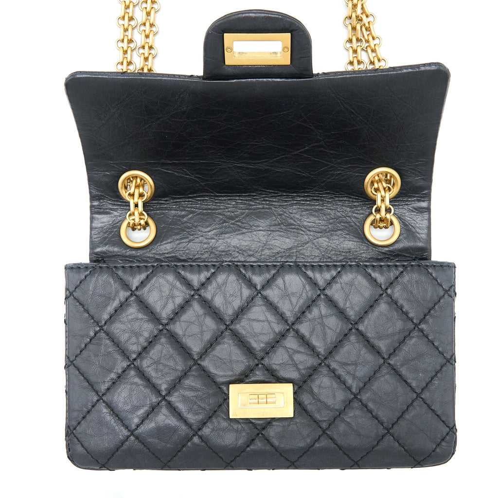 Chanel Mini 2.55 Reissue Flap Bag Aged Calfskin Black Brushed  (Microchip)
