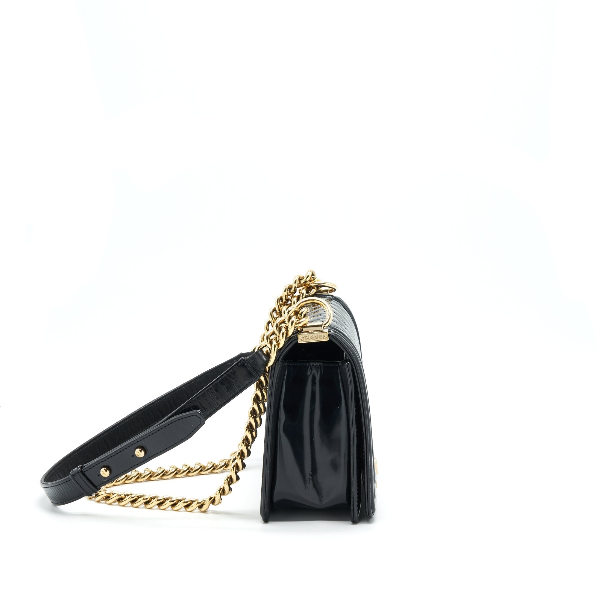 Chanel Medium Le Boy Patent Leather Black L