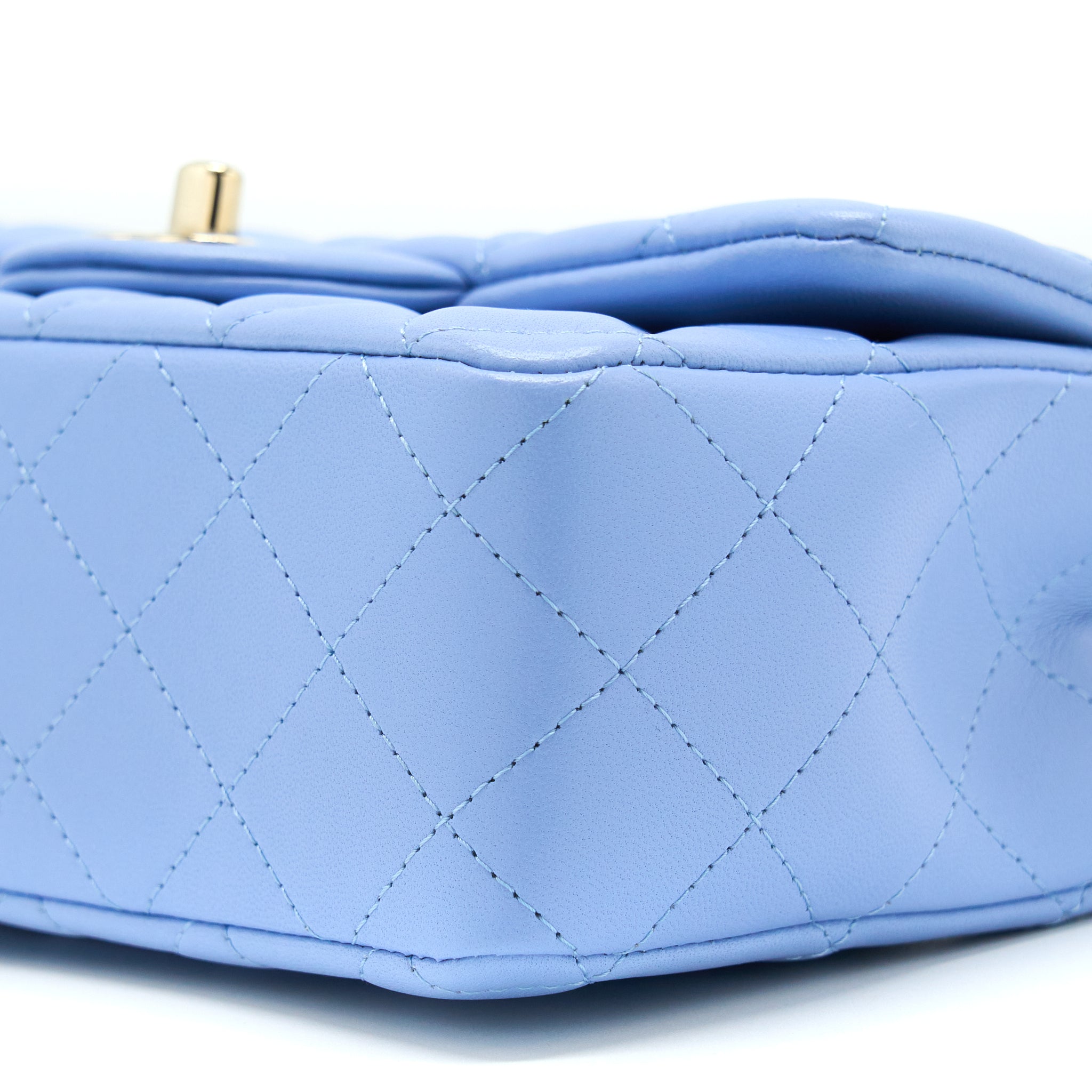 Chanel Mini Rectangular Flap Bag Lambskin Blue L