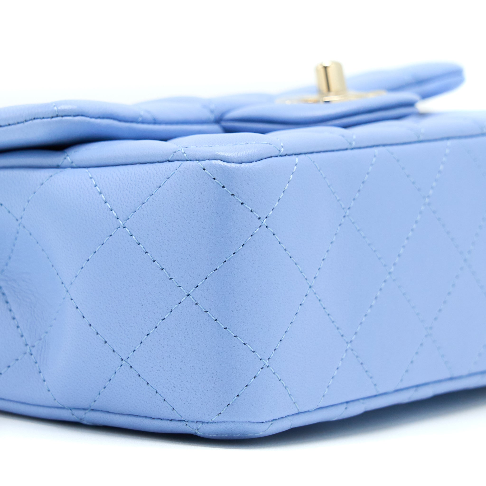 Chanel Mini Rectangular Flap Bag Lambskin Blue L