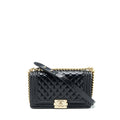 Chanel Medium Le Boy Patent Leather Black L