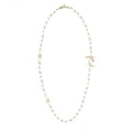 Chanel CC Logo Necklace Crystal/Pearl/Arcylic Strass Light Gold Tone