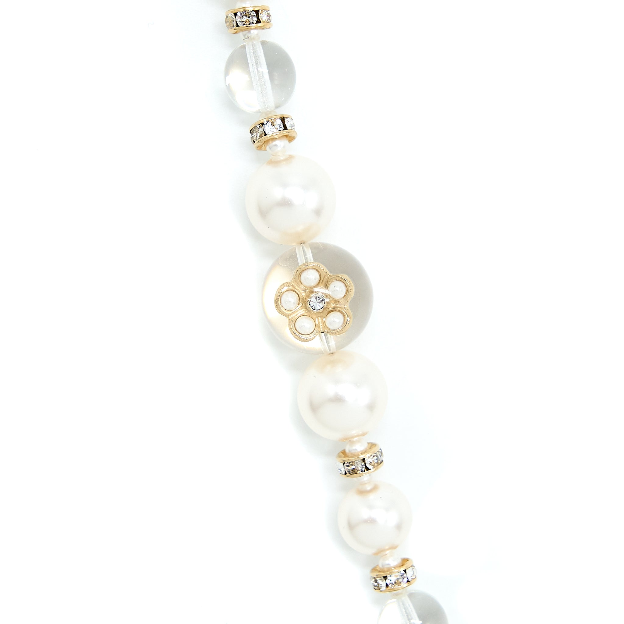 Chanel CC Logo Necklace Crystal/Pearl/Arcylic Strass Light Gold Tone