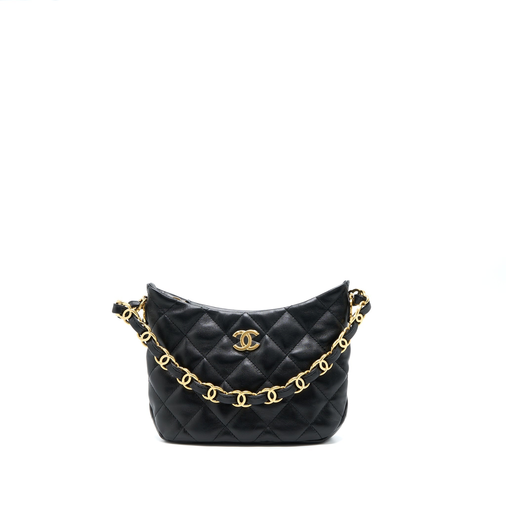 Chanel 22K Hobo Shoulder Bag Lambskin Black  (Microchip)
