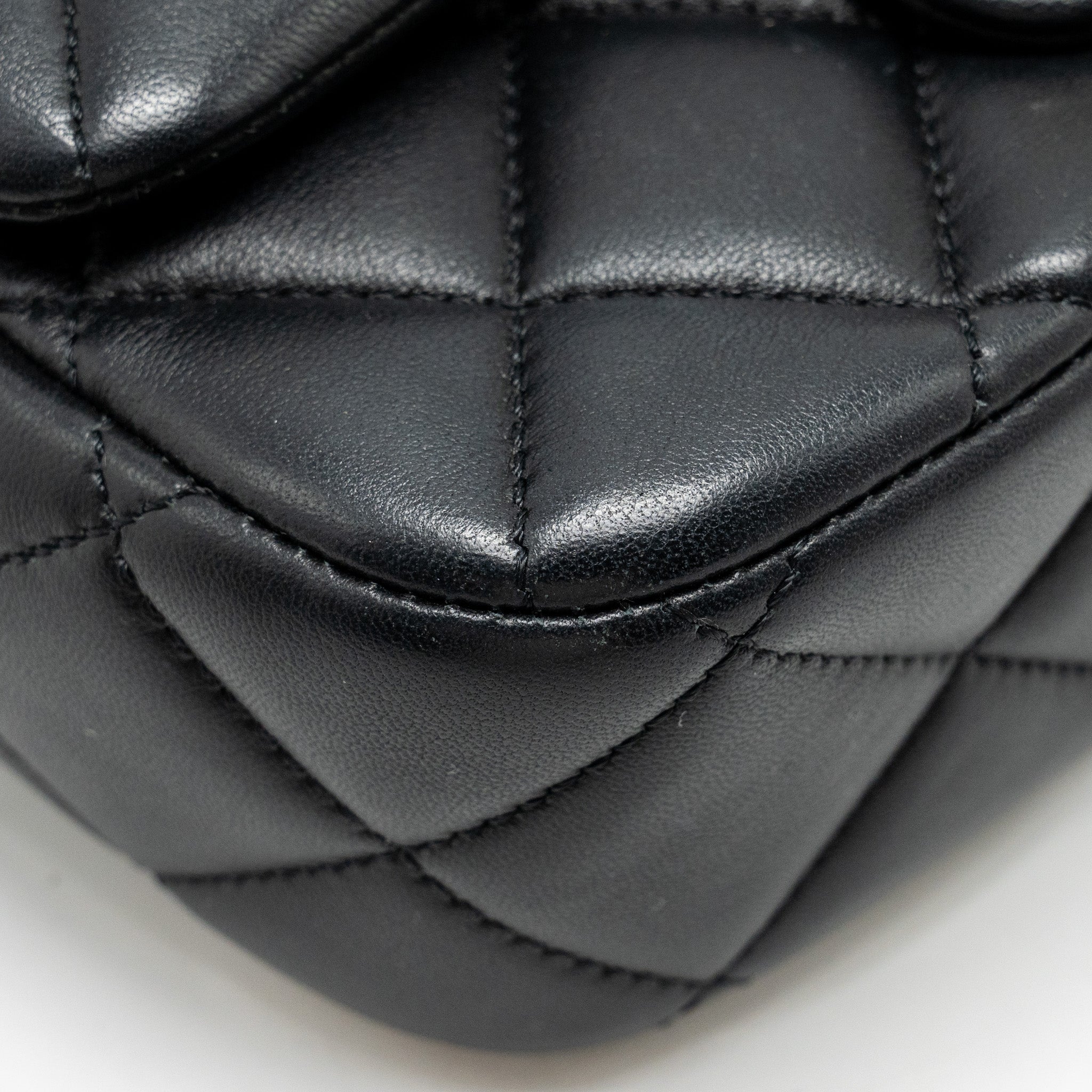 Chanel Quilted Flap Bag with Heart Charm Chain Lambskin Black  (Microchip)