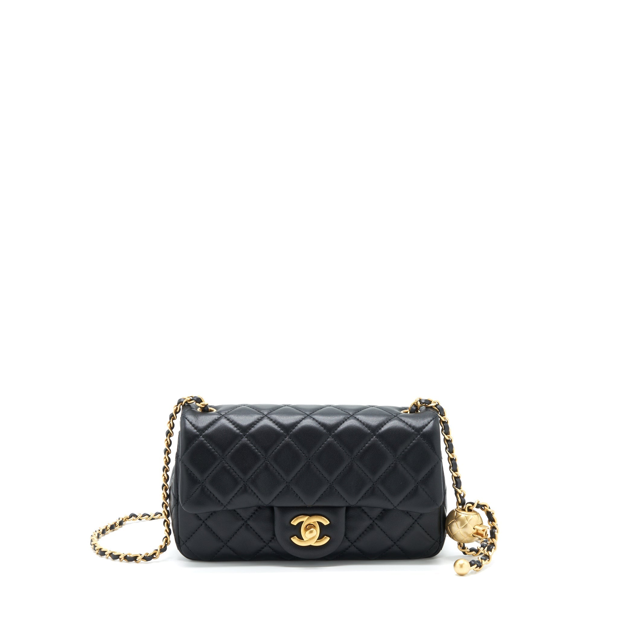 Chanel Pearl Crush Mini Rectangular Flap Bag Lambskin Black