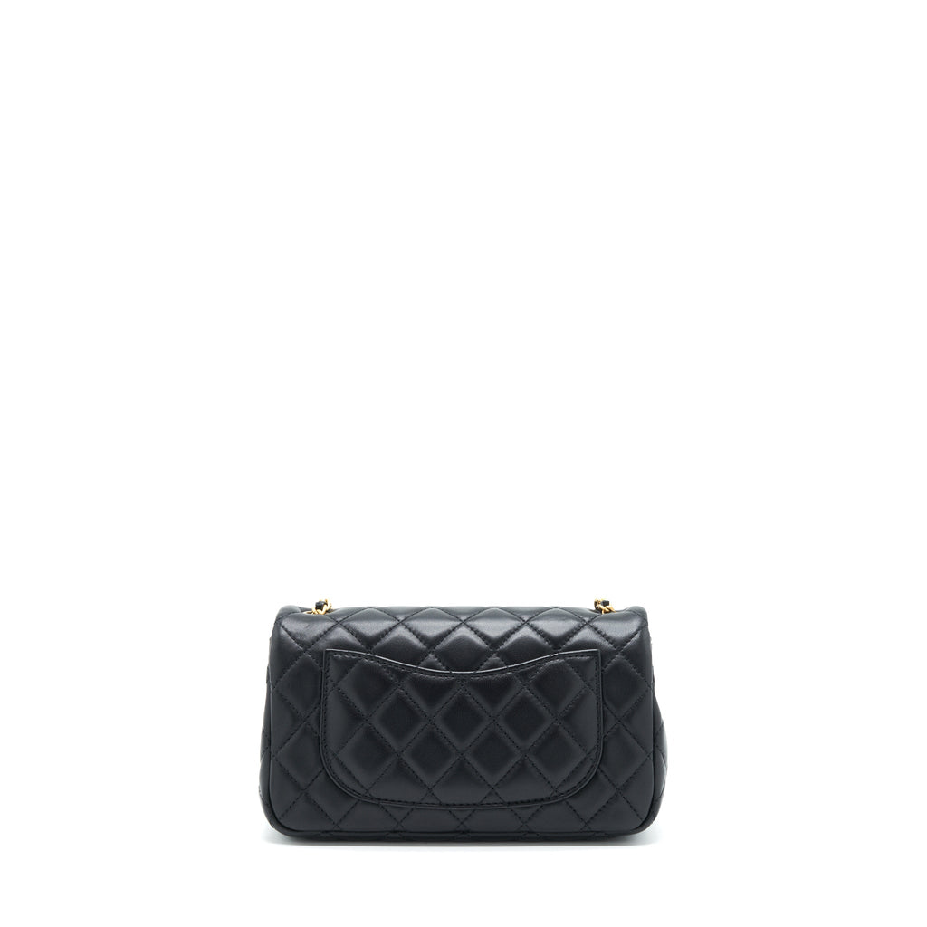 Chanel Pearl Crush Mini Rectangular Flap Bag Lambskin Black