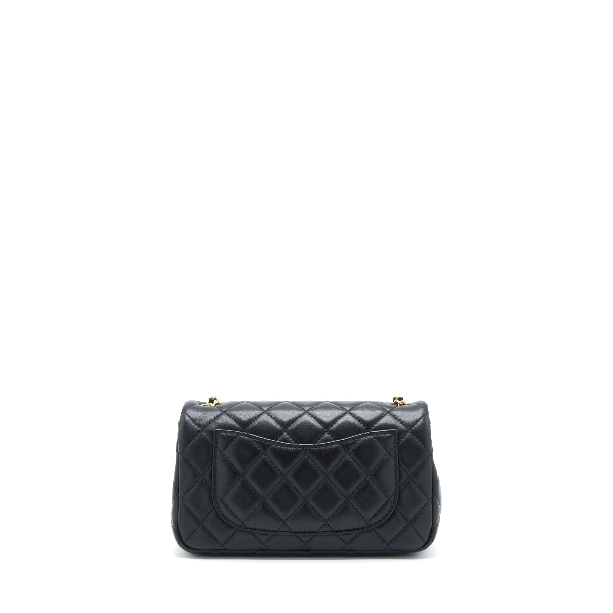Chanel Pearl Crush Mini Rectangular Flap Bag Lambskin Black