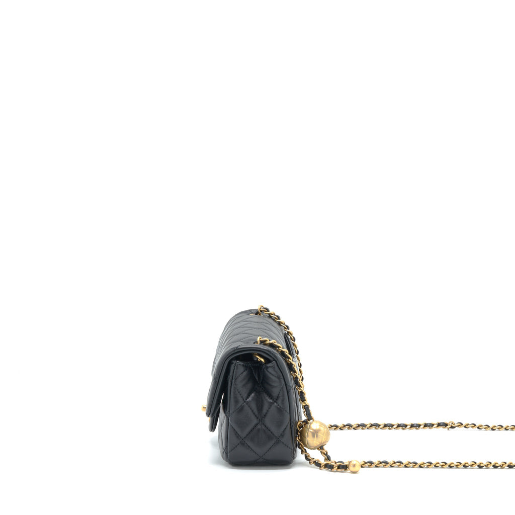 Chanel Pearl Crush Mini Rectangular Flap Bag Lambskin Black