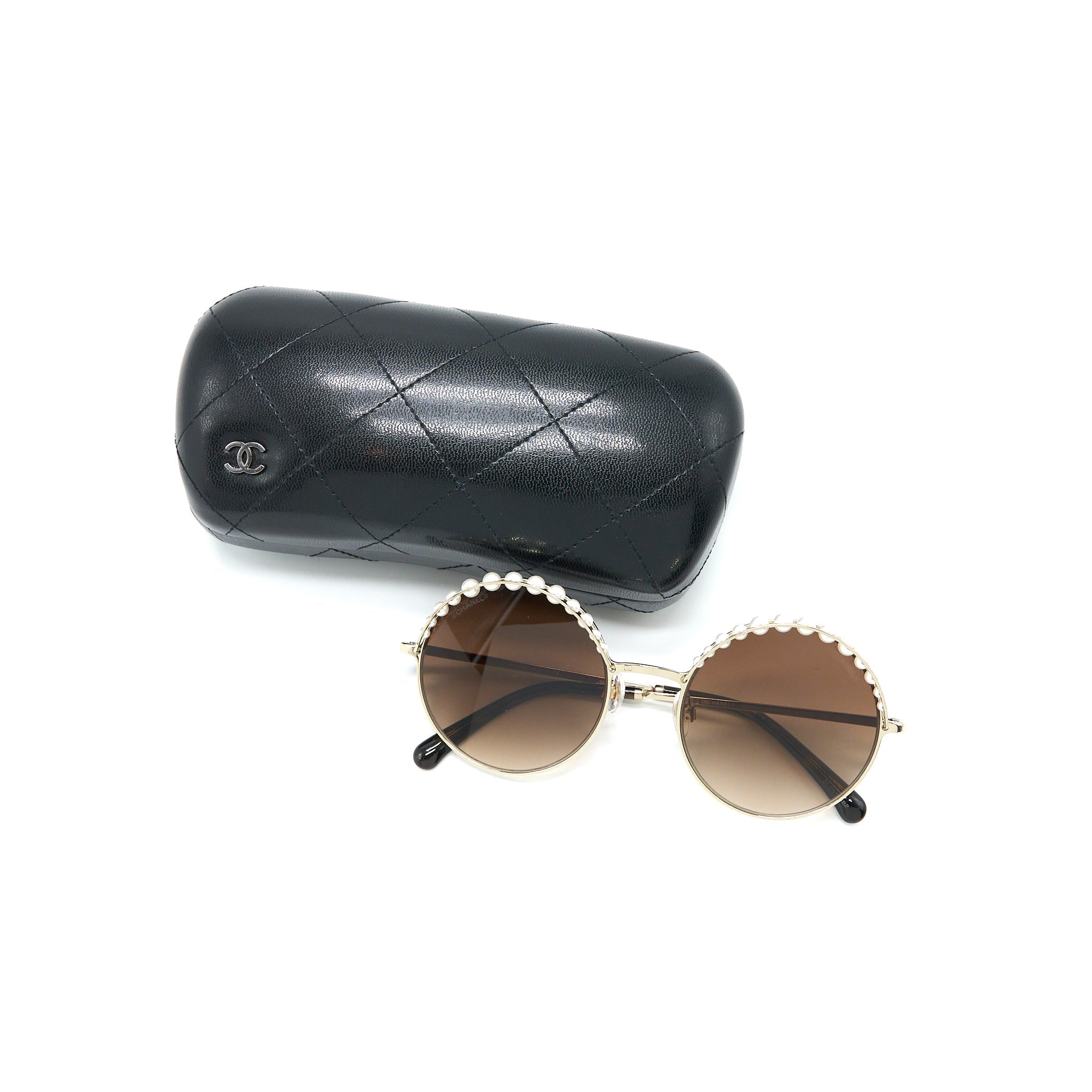 Chanel 4234H Round Sunglasses with Pearl Dark Brown