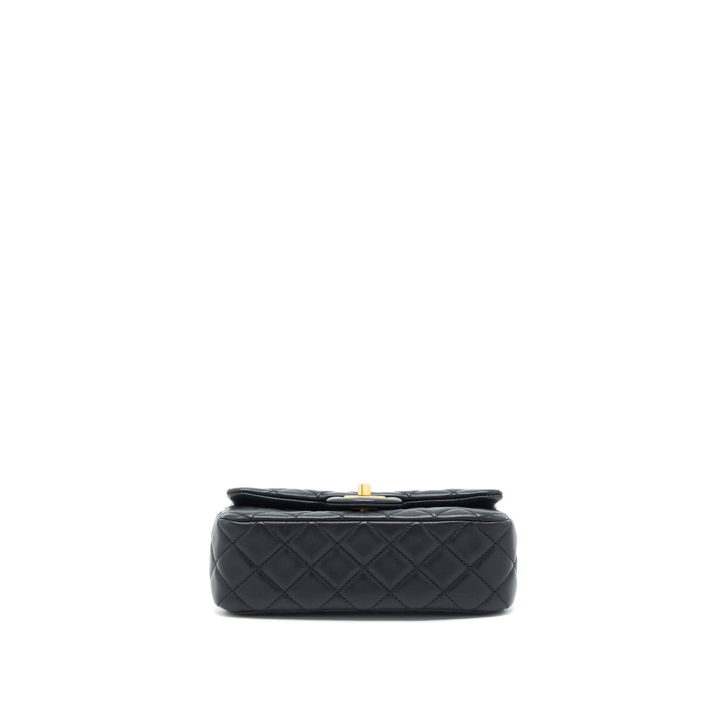 Chanel Pearl Crush Mini Rectangular Flap Bag Lambskin Black