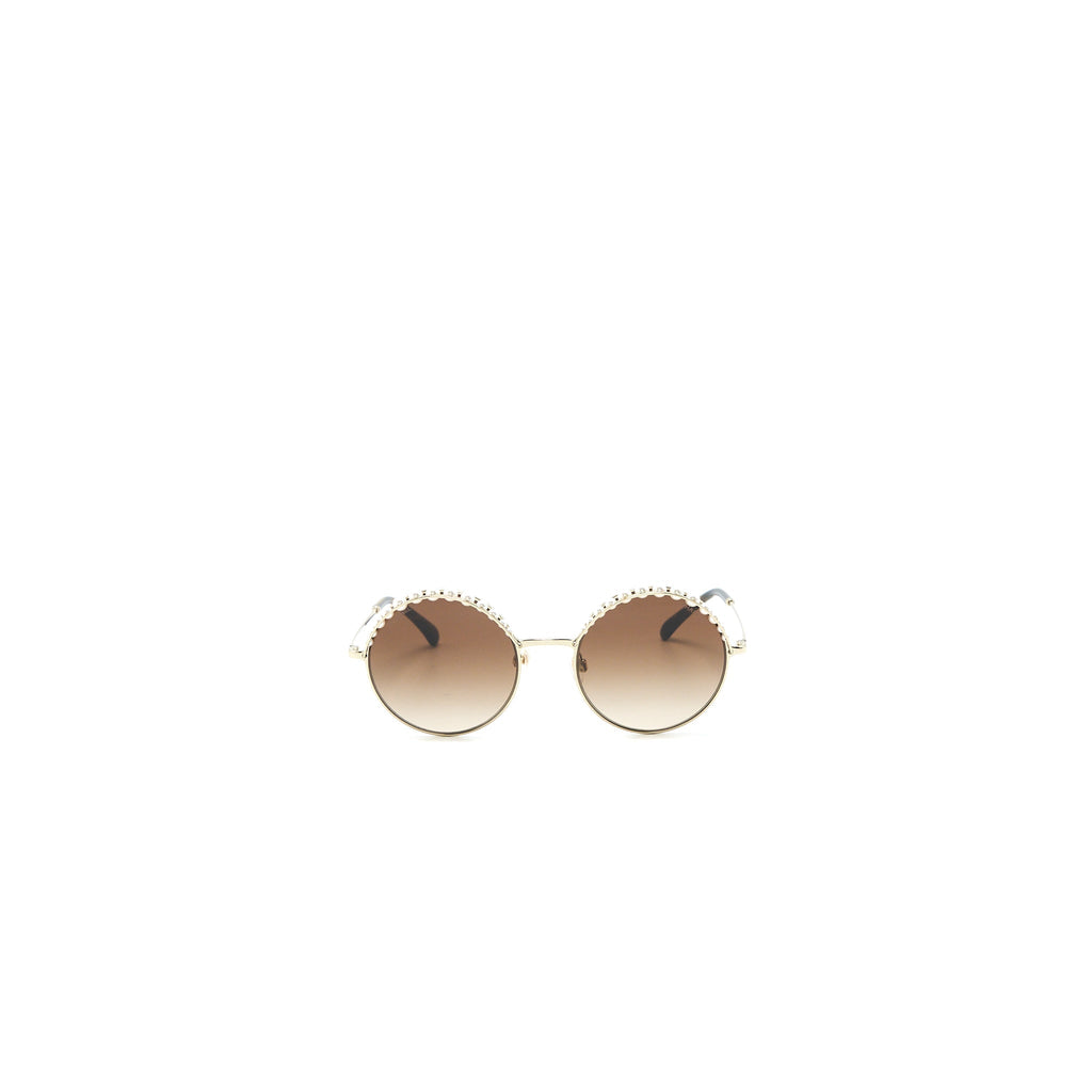 Chanel 4234H Round Sunglasses with Pearl Dark Brown